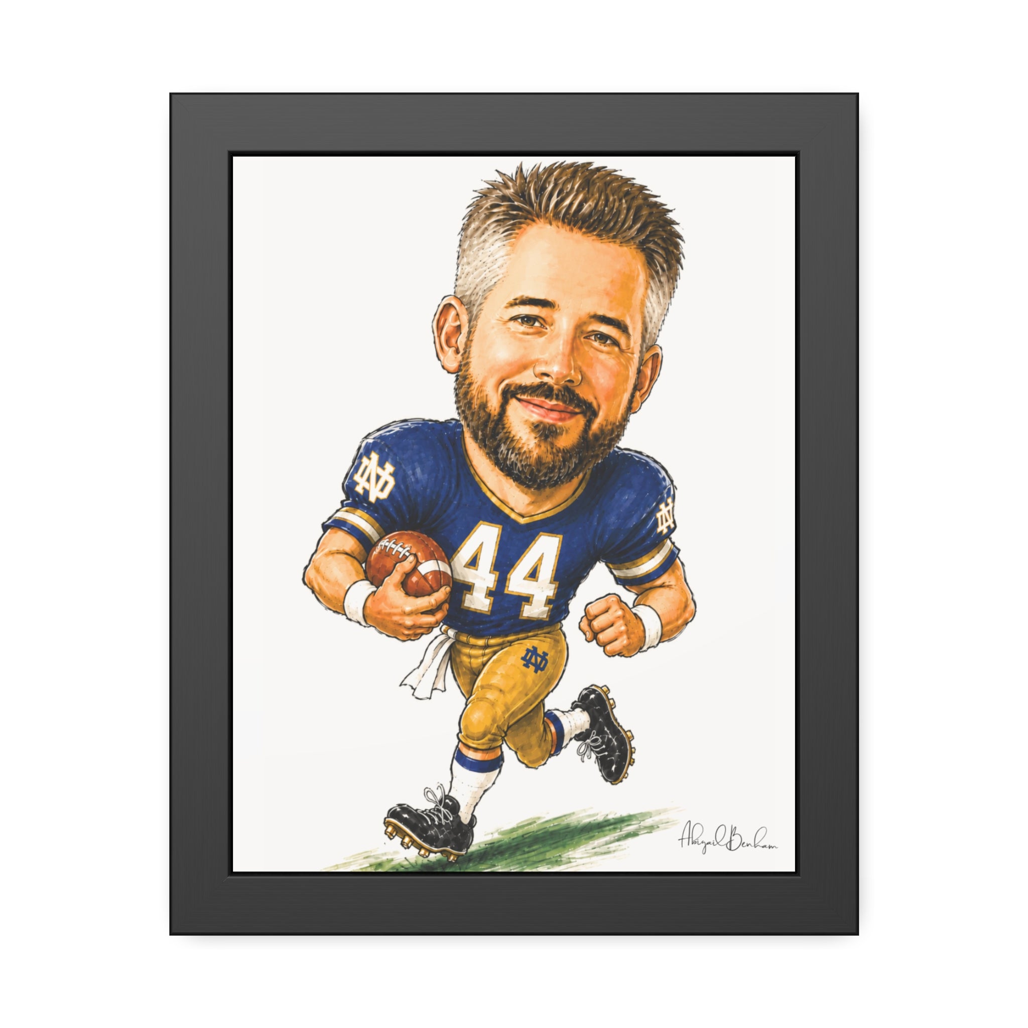 Personalized Football Caricature Poster — Framed Player Portrait (Custom Number 44)